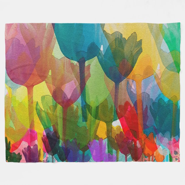 Tulips Fleece Blanket (Front (Horizontal))