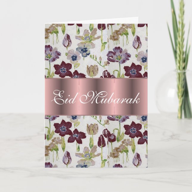 Tulips floral bouquet Eid Mubarak Card (Front)