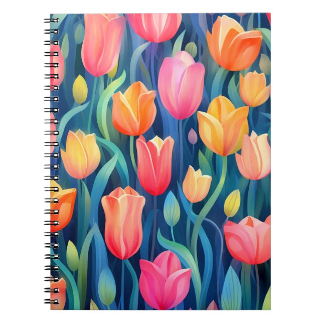 Tulips Floral Pattern Notebook (Front)