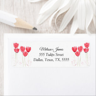 Tulips Floral Watercolor Wedding Return Address