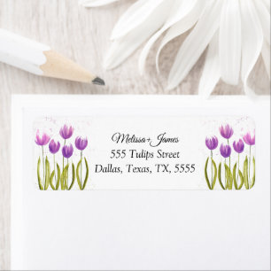 Tulips Floral Watercolor Wedding Return Address