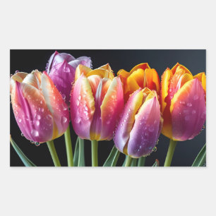Tulips Flower Colourful Blossom Decoration Blossom Rectangular Sticker