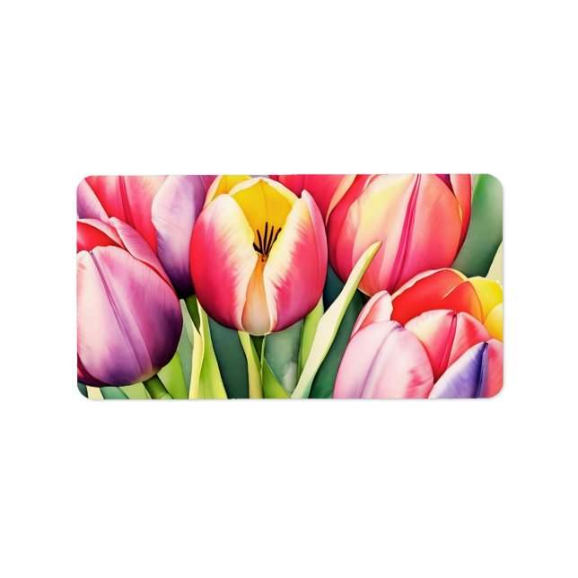 tulips flowers address labels (Front)