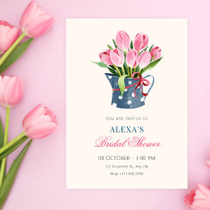 Tulips flowers bouquet bridal shower invitation