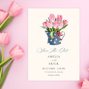 Tulips flowers bouquet save the date