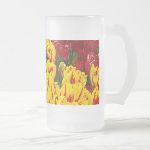 Tulips Flowers Frosted Glass Mugs Spring Tulip