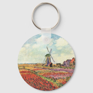 Tulips From Holland By Claude Monet Key Ring
