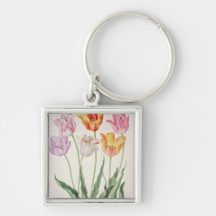Tulips, from the 'Nassau Florilegium' (w/c on pape Key Ring