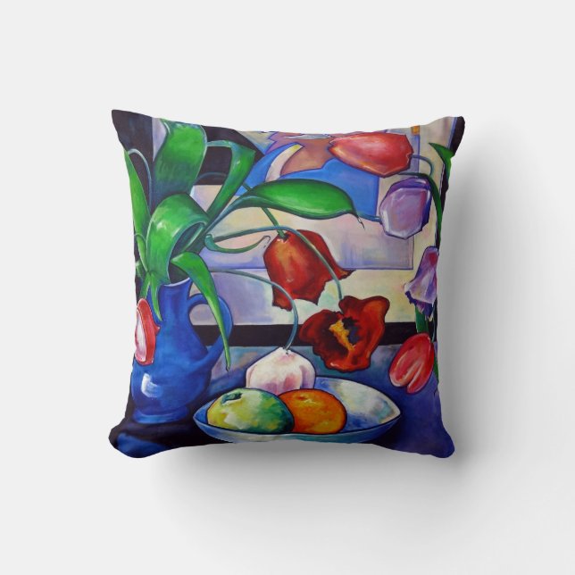Tulips & Fruit 16"X16" Throw Pillow (Front)