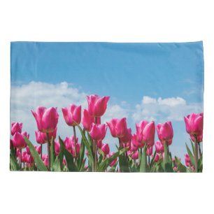 Tulips Garden Clouds Banner Pillowcase