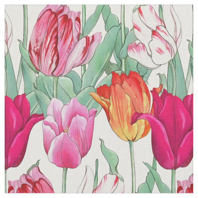 Tulips Garden Fabric (Close Up)