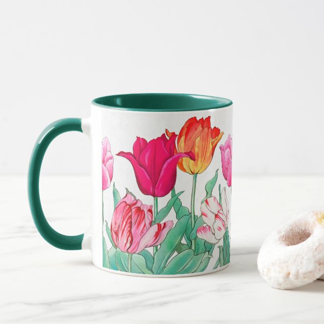 Tulips Garden Mug (With Donut)