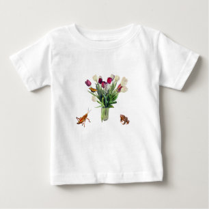 Tulips, Grasshopper, Butterfly, and Frog  Baby T-Shirt