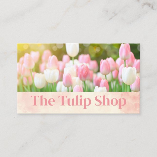 Tulips Growing in a Field Business Card (Front)