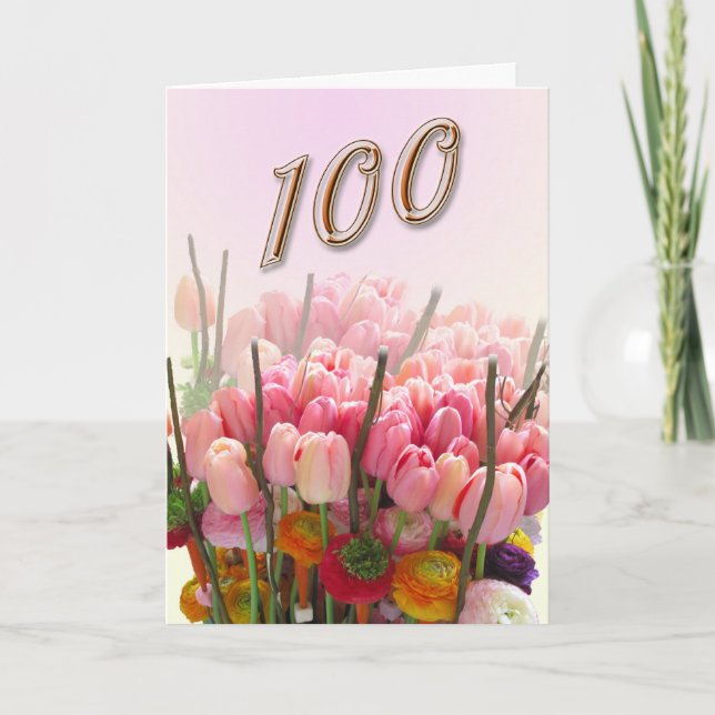 tulips Happy 100th Birthday Greeting Card (Front)