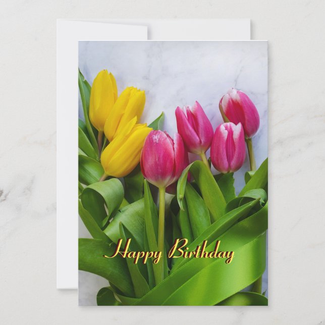 Tulips Happy Birthday Holiday Card (Front)