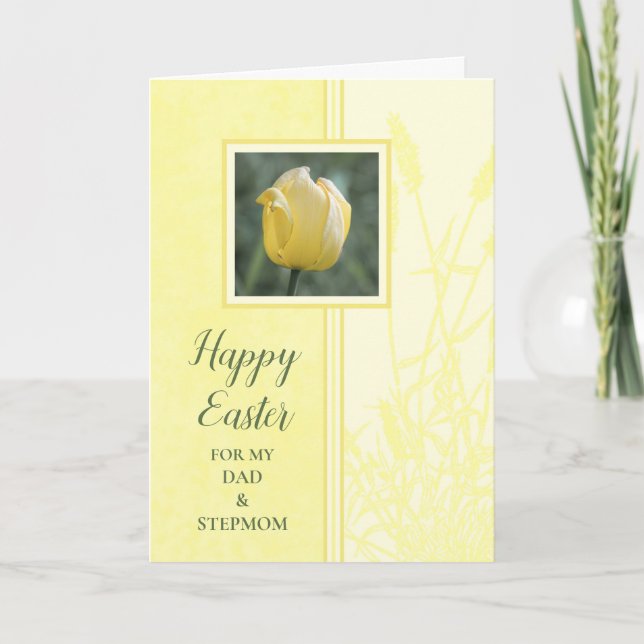 Tulips Happy Easter Dad and Stepmom Holiday Card (Front)