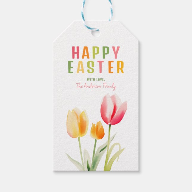 Tulips Happy Easter Gift Tags (Front)