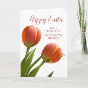 Tulips Happy Easter Grandson and His Wife Holiday Card