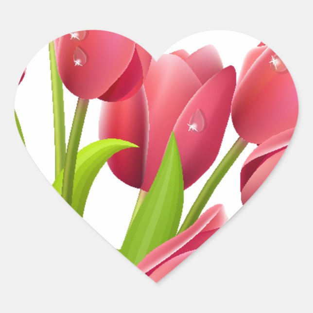 Tulips Heart Sticker (Front)