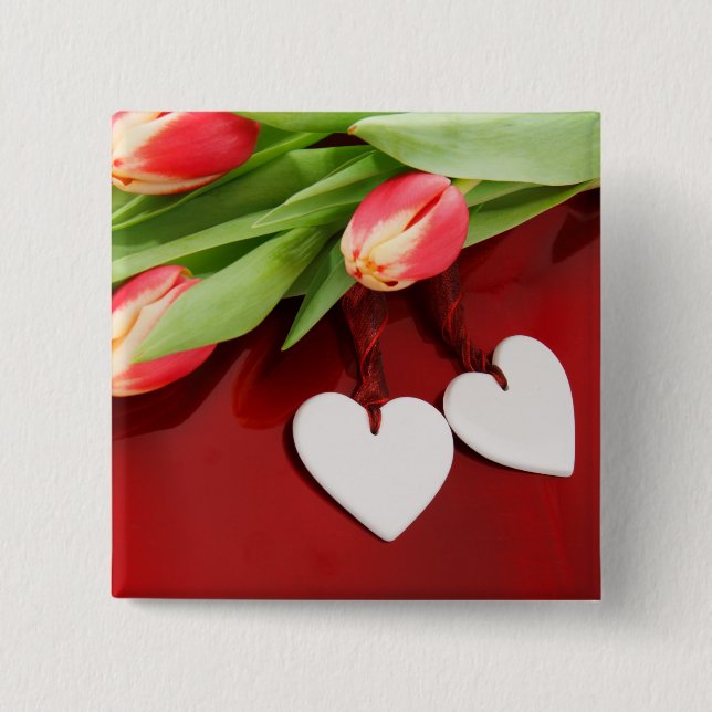 Tulips & Hearts button (Front)