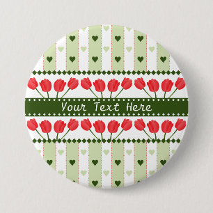 Tulips & Hearts button, customise 7.5 Cm Round Badge