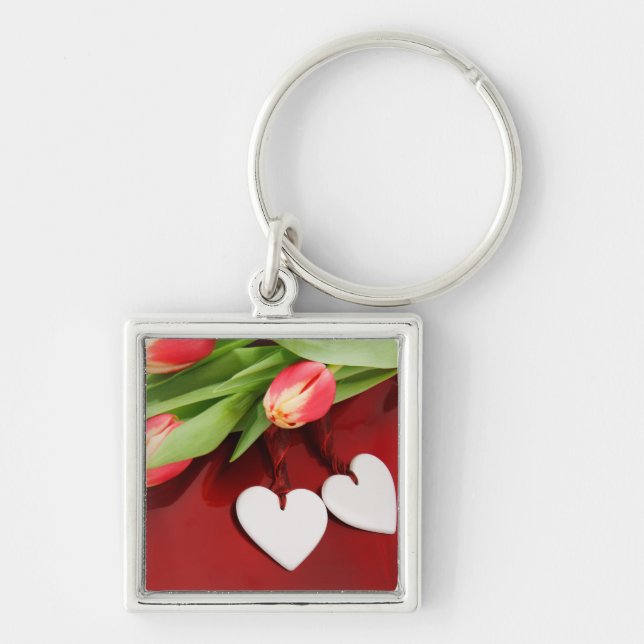 Tulips & Hearts key chain (Front)