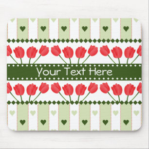 Tulips & Hearts mousepad, customize Mouse Mat