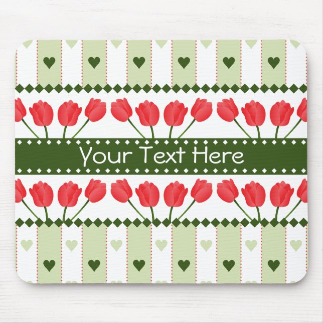 Tulips & Hearts mousepad, customize Mouse Mat (Front)