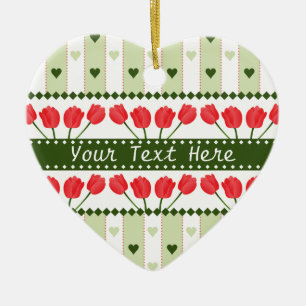 Tulips & Hearts ornament, customise Ceramic Tree Decoration