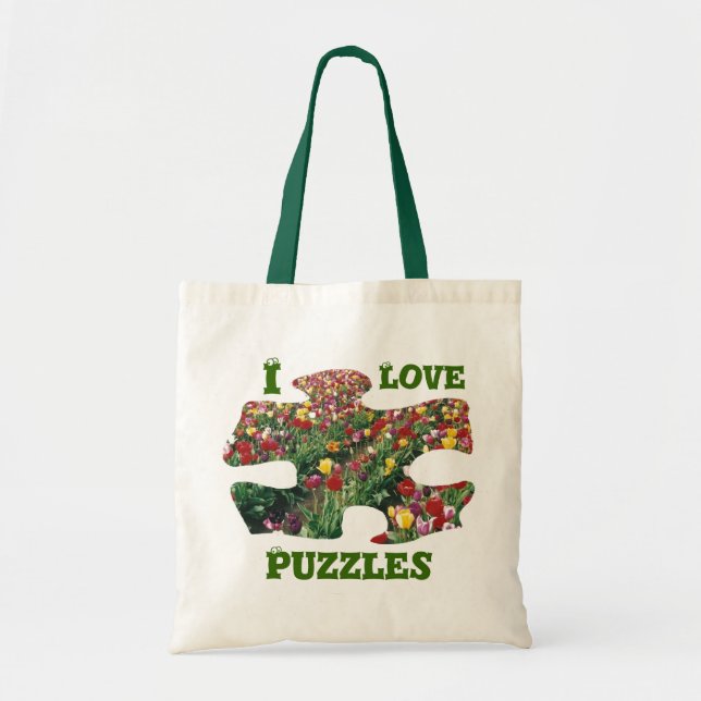 Tulips I Love Puzzles Tote Bag (Front)