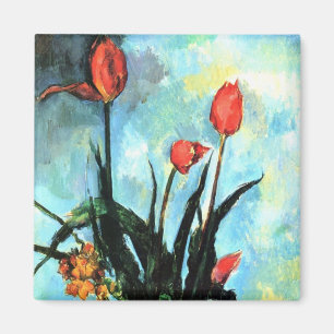 Tulips in a Vase by Paul Cezanne, Vintage Art Magnet