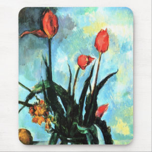 Tulips in a Vase by Paul Cezanne, Vintage Art Mouse Mat