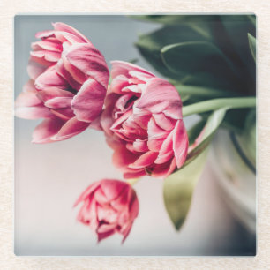 Tulips in a Vase Glass Coaster
