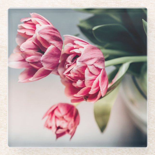 Tulips in a Vase Glass Coaster (Front)