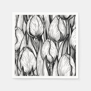 Tulips in black and white napkin
