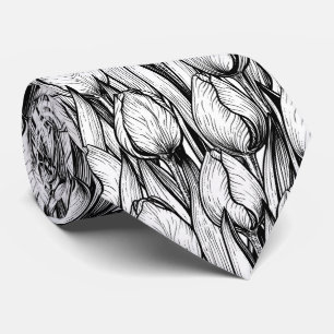 Tulips in black and white tie