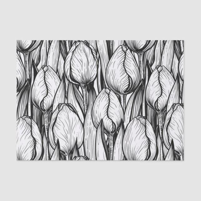 Tulips in black and white tissue paper (Front)