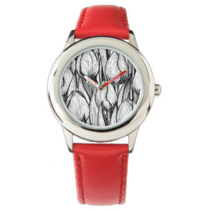 Tulips in black and white watch
