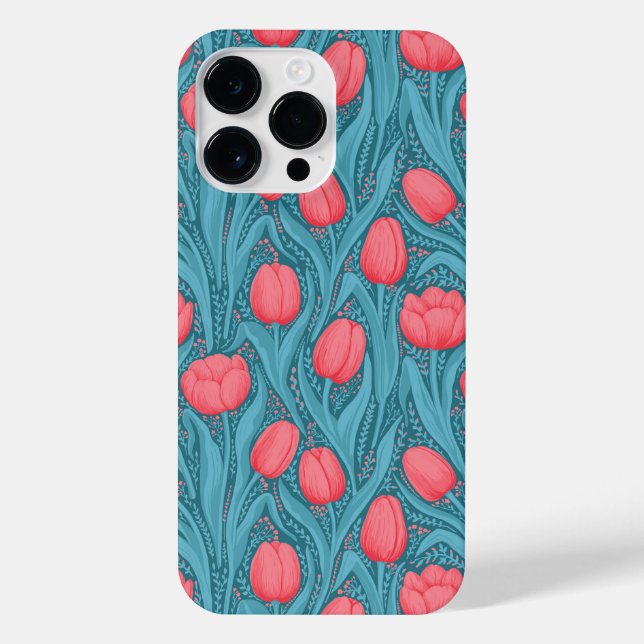 Tulips in blue and red iPhone case (Back)
