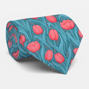 Tulips in blue and red tie