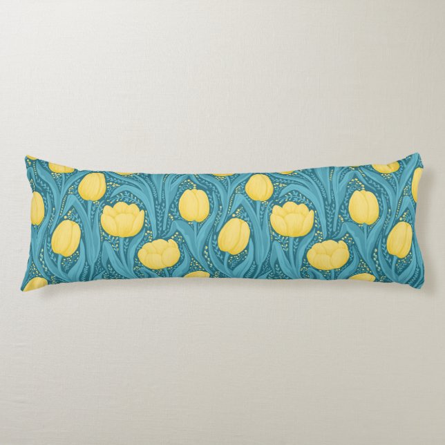 Tulips in blue and yellow body cushion (Front)
