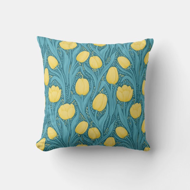 Tulips in blue and yellow cushion (Front)