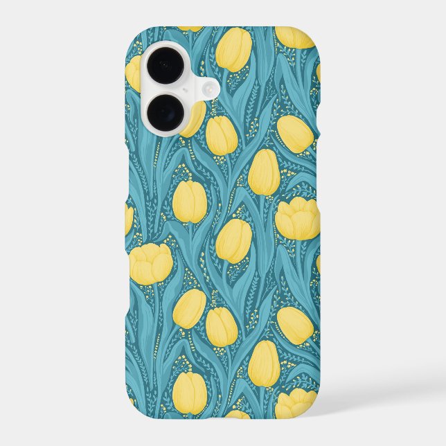 Tulips in blue and yellow iPhone case (Back)