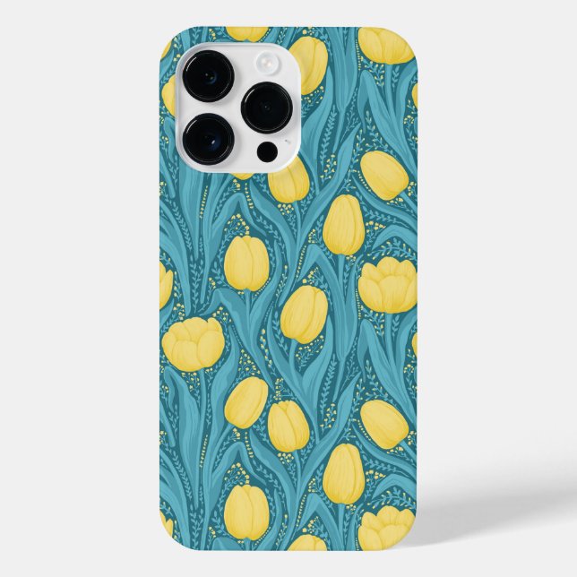 Tulips in blue and yellow iPhone case (Back)