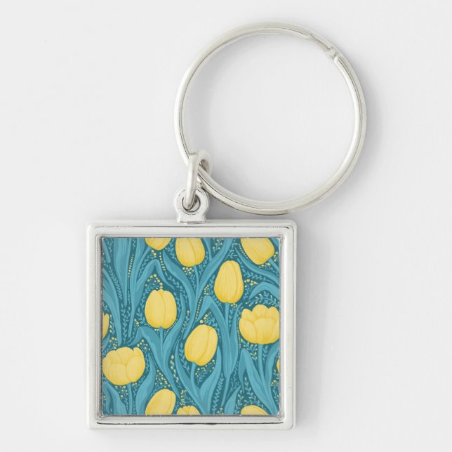 Tulips in blue and yellow key ring (Front)