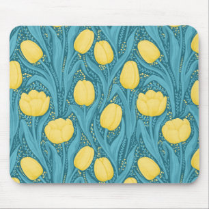 Tulips in blue and yellow mouse mat