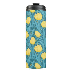 Tulips in blue and yellow thermal tumbler