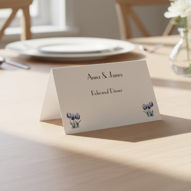 Tulips in Delft Blue customisable card (Creator Uploaded)