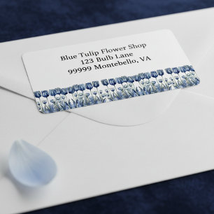 Tulips in Delft Blue customisable Label